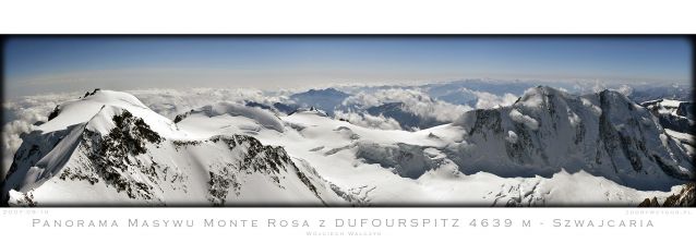 Panorama Masywu Monte Rosa z DUFOURSPITZ 4639 m - Szwajcaria